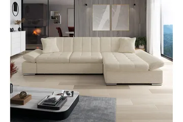 Djerra Sovesofa med Divan 3-seter - Beige - Møbler - Sofaer - Sovesofaer - Sovesofa divan