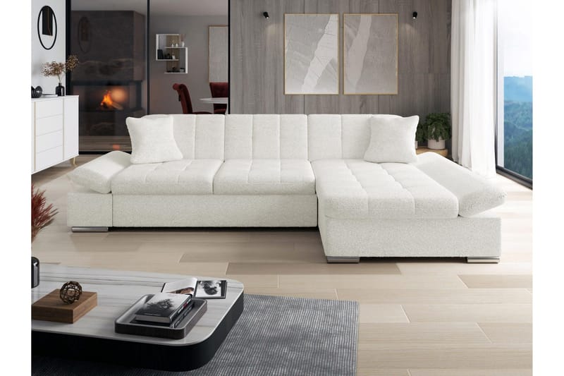 Djerra Sovesofa med Divan 3-seter - Hvit - Møbler - Sofaer - Sovesofaer - Sovesofa divan