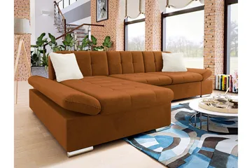 Djerra Sovesofa med Divan 3-seter - Oransje - Møbler - Sofaer - Sovesofaer - Sovesofa divan