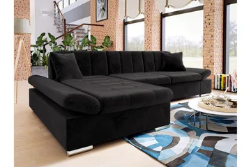 Djerra Sovesofa med Divan 3-seter - Svart - Møbler - Sofaer - Sovesofaer - Sovesofa divan