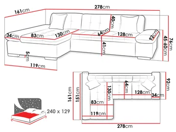 Djerra Sovesofa med sjeselong 3-seter - Brun - Møbler - Sofaer - Sovesofaer - Sovesofa divan