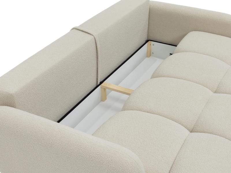 Durven 3-seter Sovesofa 160x200 cm med Oppbevaring i Bouclé - Grå - Møbler - Sofaer - Sovesofaer - 3 seters sovesofa