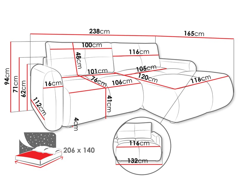 Durven Sovesofa 3-seter - Brun - Møbler - Sofaer - Sovesofaer - 3 seters sovesofa