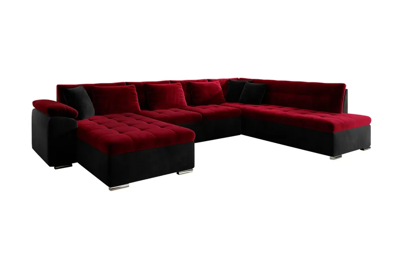 Dynir 4-seters Hjørnesovesofa, Rød|Svart