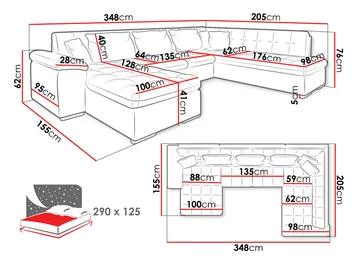 Dynir 6-seters U-sofa med Divan Venstre - Møbler - Sofaer - Sovesofaer - Hjørnesovesofa