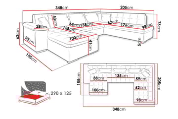 Dynir Sovesofa Med Divan Og Sjeselong 4-Seter - Grønn - Møbler - Sofaer - Sovesofaer - Sovesofa divan