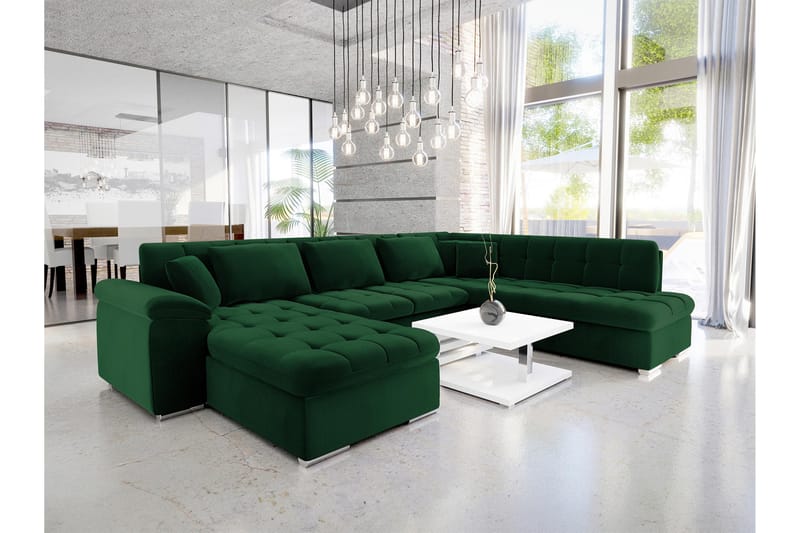 Dynir Sovesofa Med Divan Og Sjeselong 4-Seter - Grønn - Møbler - Sofaer - Sovesofaer - Sovesofa divan