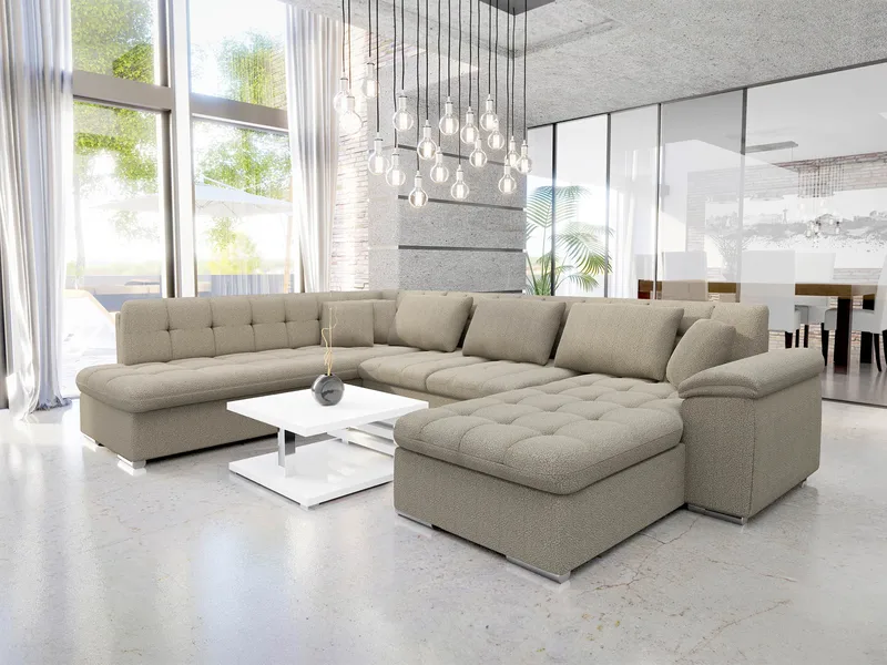 Dynir Sovesofa med sjeselong og sjeselong 5-seter - Beige - Møbler - Sofaer - Sovesofaer - Sovesofa divan