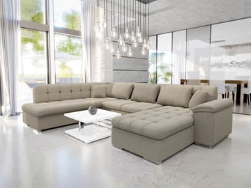 Dynir Sovesofa med sjeselong og sjeselong 5-seter - Beige - Møbler - Sofaer - Sovesofaer - Sovesofa divan