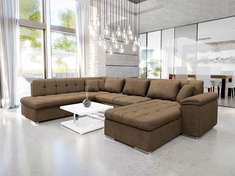 Dynir Sovesofa med sjeselong og sjeselong 5-seter - Brun - Møbler - Sofaer - Sovesofaer - Sovesofa divan