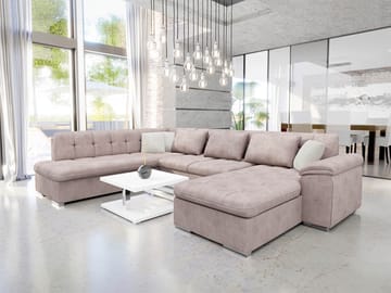 Dynir Sovesofa med sjeselong og sjeselong 5-seter - Rosa - Møbler - Sofaer - Sovesofaer - Sovesofa divan