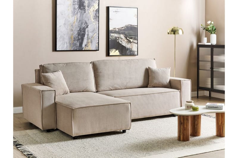 Dyshawn Hjørnesovesofa 2-seter - Beige/Svart - Møbler - Sofaer - Sovesofaer - Sovesofa divan