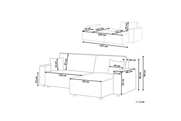 Dyshawn Hjørnesovesofa 2-seter - Beige/Svart - Møbler - Sofaer - Sovesofaer - Sovesofa divan