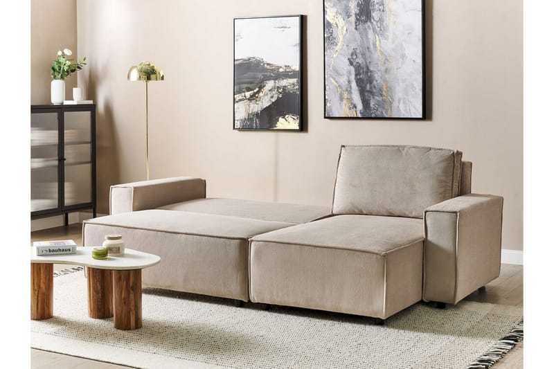 Dyshawn Hjørnesovesofa 2-seter - Beige/Svart - Møbler - Sofaer - Sovesofaer - Sovesofa divan