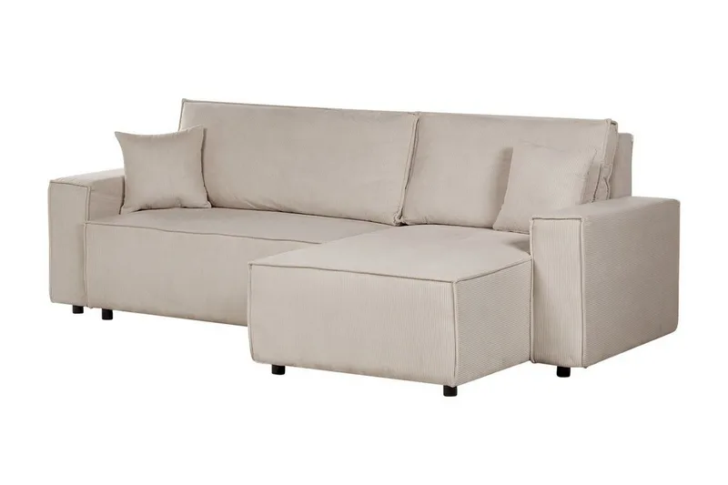 Dyshawn Hjørnesovesofa 2-seter - Beige/Svart - Møbler - Sofaer - Sovesofaer - Hjørnesovesofa