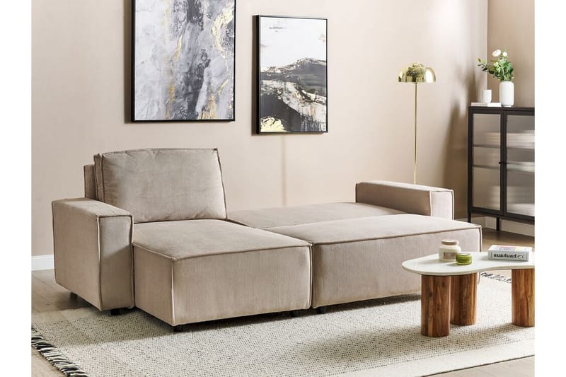 Dyshawn Hjørnesovesofa 2-seter - Beige/Svart - Møbler - Sofaer - Sovesofaer - Sovesofa divan