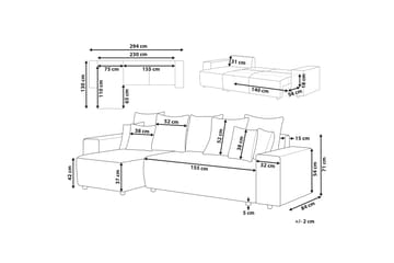 Dysis Hjørnesovesofa 3-seter - Grå/Svart - Møbler - Sofaer - Sovesofaer - Hjørnesovesofa
