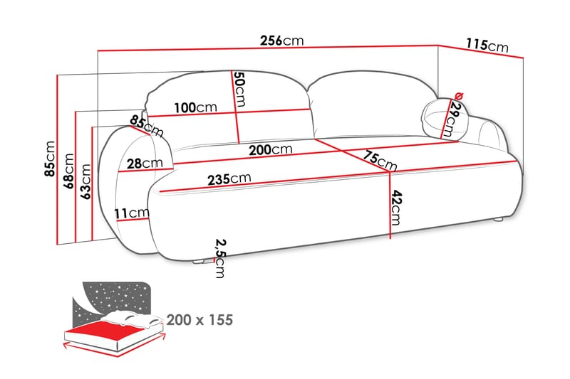 Efrem Sovesofa 3-Seter - Brun - Møbler - Sofaer - Sovesofaer - 3 seters sovesofa