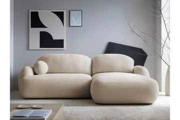 Efrem Sovesofa med Sjeselong 3-seter i Bouclé - Beige - Møbler - Sofaer - Sovesofaer - Sovesofa divan