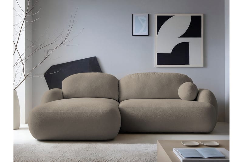 Efrem Sovesofa med Sjeselong 3-seter i Bouclé - Brun - Møbler - Sofaer - Sovesofaer - Sovesofa divan