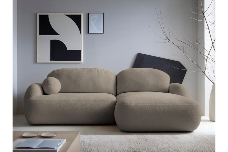 Efrem Sovesofa med Sjeselong 3-seter i Bouclé - Brun - Møbler - Sofaer - Sovesofaer - Sovesofa divan