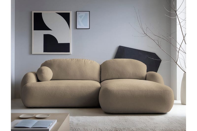 Efrem Sovesofa med Sjeselong 3-seter i Bouclé - Brun - Møbler - Sofaer - Sovesofaer - Sovesofa divan