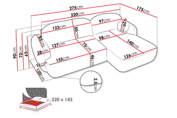 Efrem Sovesofa med Sjeselong 3-seter i Bouclé - Brun - Møbler - Sofaer - Sovesofaer - Sovesofa divan
