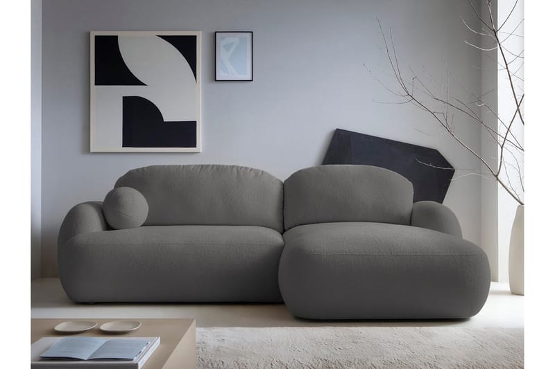 Efrem Sovesofa med Sjeselong 3-seter i Bouclé - Mørkegrå - Møbler - Sofaer - Sovesofaer - Sovesofa divan