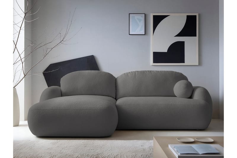 Efrem Sovesofa med Sjeselong 3-seter i Bouclé - Mørkegrå - Møbler - Sofaer - Sovesofaer - Sovesofa divan