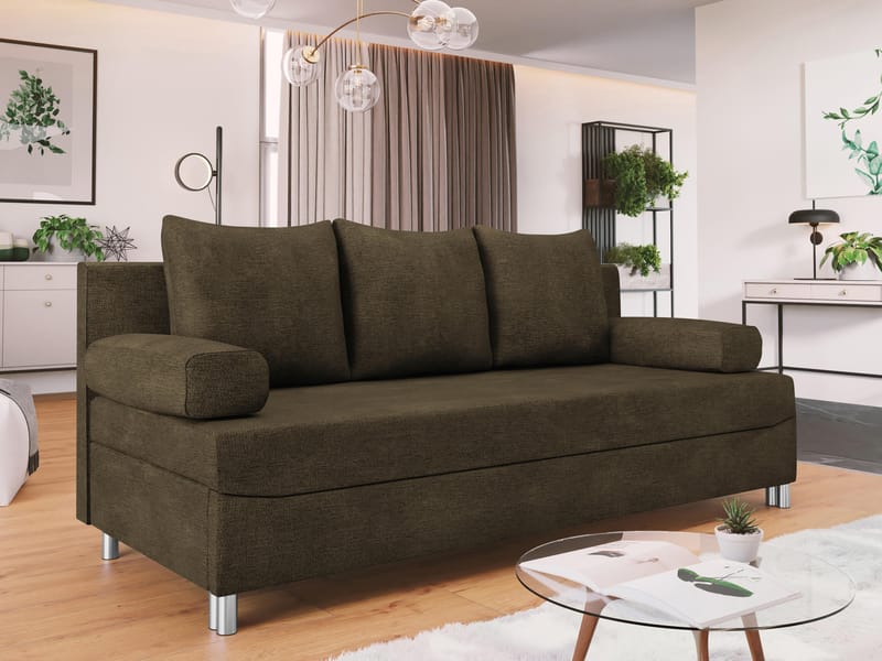 Eifion 3-seters sovesofa - mørkebrun - Møbler - Sofaer - Sovesofaer - 3 seters sovesofa