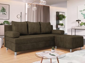 Eifion 3-seters sovesofa med sjeselong, høyrevendt - brun - Møbler - Sofaer - Sovesofaer - Forovervendt sovesofa