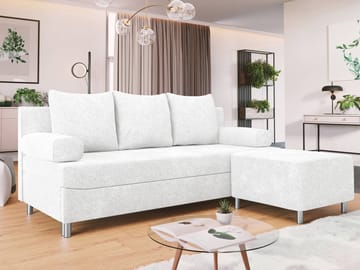 Eifion 3-seters sovesofa med sjeselong, høyrevendt - hvit - Møbler - Sofaer - Sovesofaer - Forovervendt sovesofa
