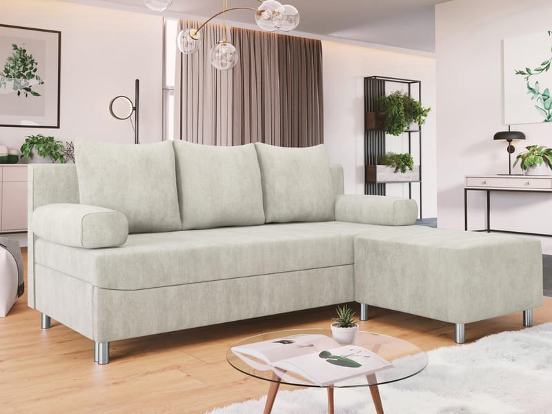 Eifion 3-seters sovesofa med sjeselong, høyrevendt - lys beige - Møbler - Sofaer - Sovesofaer - Forovervendt sovesofa