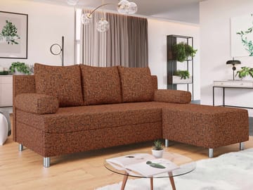 Eifion 3-seters sovesofa med sjeselong, høyrevendt - rustoransje - Møbler - Sofaer - Sovesofaer - Forovervendt sovesofa