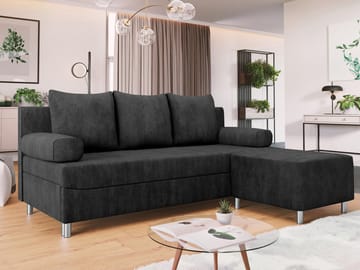 Eifion 3-seters sovesofa med sjeselong, høyrevendt - svart - Møbler - Sofaer - Sovesofaer - Forovervendt sovesofa