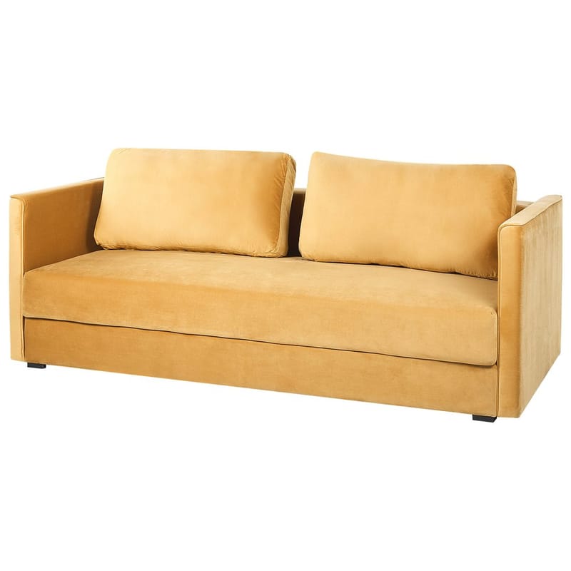 Eksjo 3-seters Sovesofa 146x203 cm med Oppbevaring i Fløyel - Gul - Møbler - Sofaer - Sovesofaer - 3 seters sovesofa