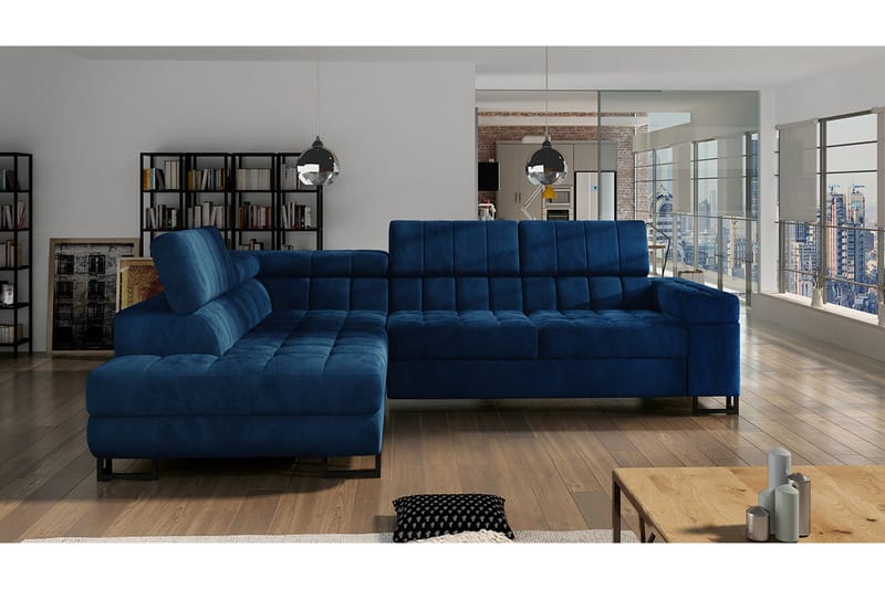 Elkind Hjørnesofa Venstre - Mørkeblå - Møbler - Sofaer - Sovesofaer - Langsgående sovesofa