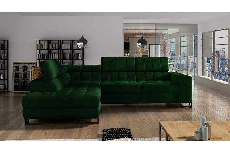 Elkind Hjørnesofa Venstre - Mørkegrønn - Møbler - Sofaer - Sovesofaer - Langsgående sovesofa