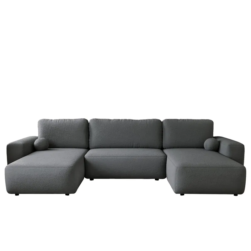Elvior 5-seters U-formet sovesofa med dobbeltdivan, grå