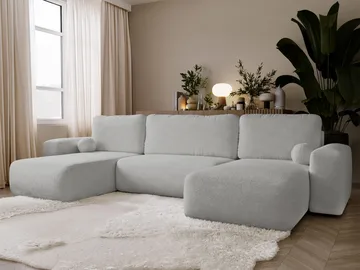 Elvior 5-seters U-formet sovesofa med dobbeltdivan - grå - Møbler - Sofaer - Sovesofaer - Hjørnesovesofa