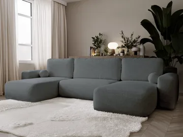 Elvior 5-seters U-formet sovesofa med dobbeltdivan - grå - Møbler - Sofaer - Sovesofaer - Hjørnesovesofa