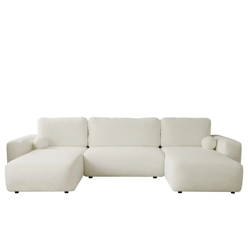 Elvior 5-seters U-formet sovesofa med dobbeltdivan, hvit