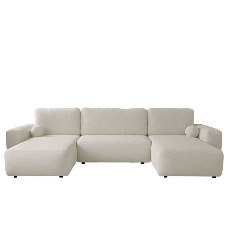 Elvior 5-seters U-formet sovesofa med dobbeltdivan, hvit