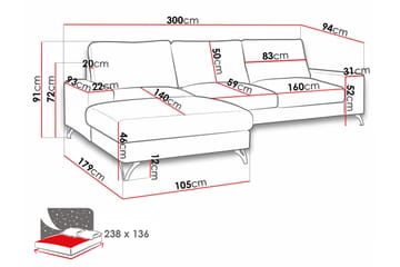 Emet Sovesofa med Divan 3-seter - Beige - Møbler - Sofaer - Sovesofaer - Langsgående sovesofa