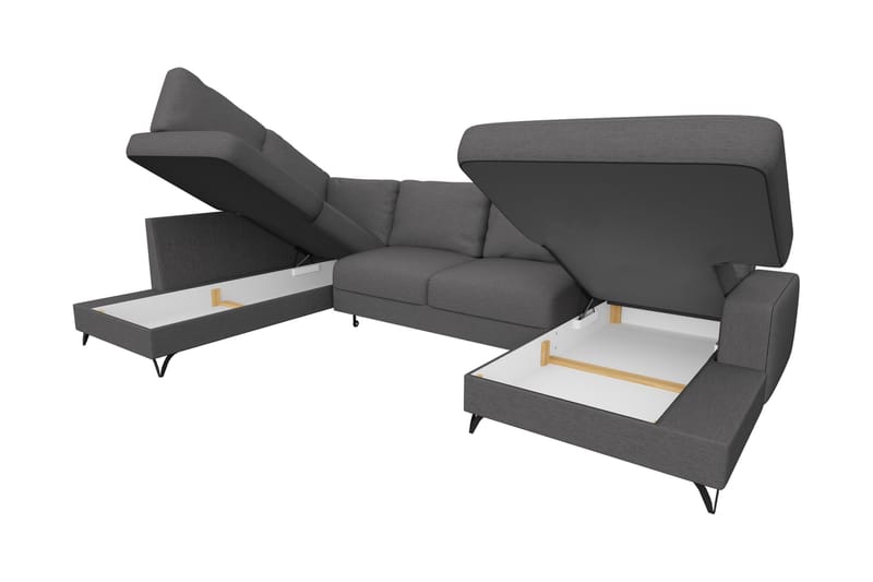 Emet Sovesofa med Divan og Sjeselong 5-seter - Beige - Møbler - Sofaer - Sovesofaer - Langsgående sovesofa
