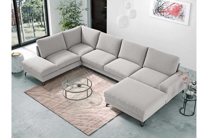 Emet Sovesofa med Divan og Sjeselong 5-seter - Gul - Møbler - Sofaer - Sovesofaer - Langsgående sovesofa