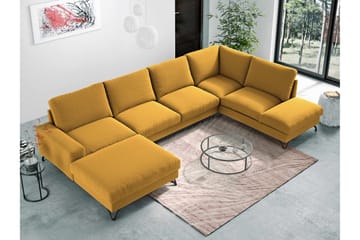 Emet Sovesofa med Divan og Sjeselong 5-seter - Gul - Møbler - Sofaer - Sovesofaer - Langsgående sovesofa