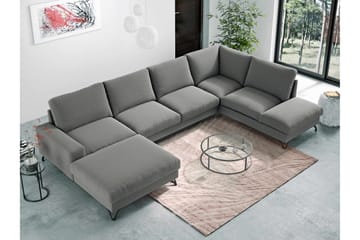 Emet Sovesofa med Divan og Sjeselong 5-seter - Hvit - Møbler - Sofaer - Sovesofaer - Langsgående sovesofa