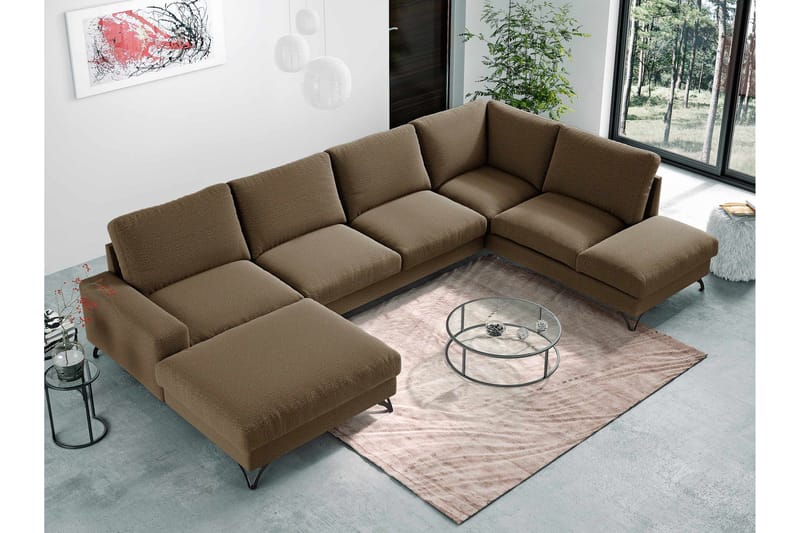Emet Sovesofa med Divan og Sjeselong 5-seter - Hvit - Møbler - Sofaer - Sovesofaer - Langsgående sovesofa