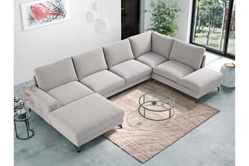 Emet Sovesofa med Divan og Sjeselong 5-seter - Hvit - Møbler - Sofaer - Sovesofaer - Langsgående sovesofa